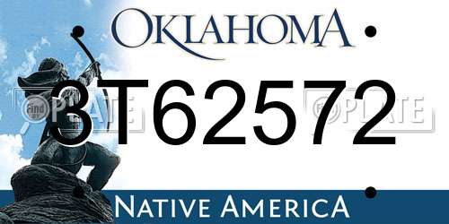 3T62572 Oklahoma License Plate
