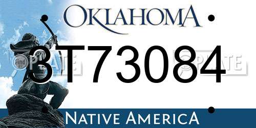 3T73084 Oklahoma License Plate
