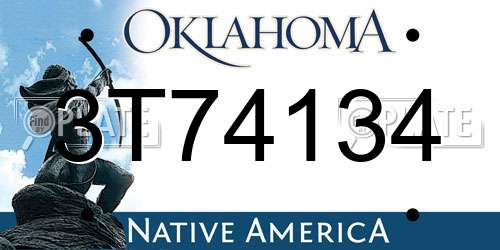 3T74134 Oklahoma License Plate