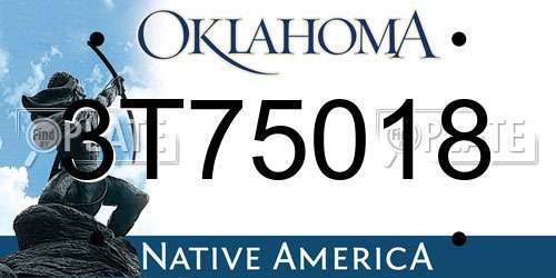 3T75018 Oklahoma License Plate
