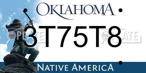 3T75T8 Oklahoma License Plate
