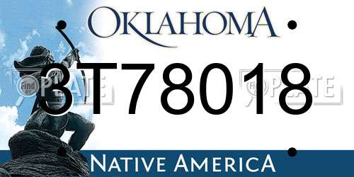 3T78018 Oklahoma License Plate