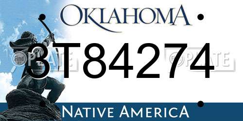 3T84274 Oklahoma License Plate