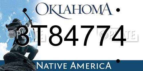 3T84774 Oklahoma License Plate