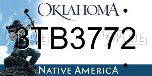 3TB3772 Oklahoma License Plate