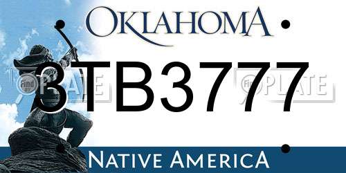 3TB3777 Oklahoma License Plate