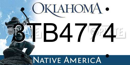 3TB4774 Oklahoma License Plate