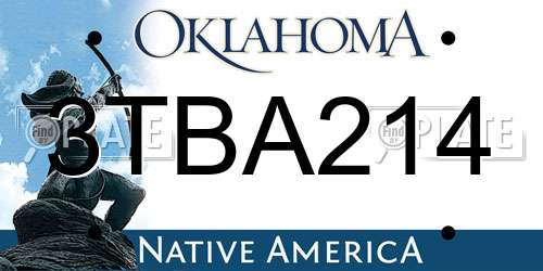 3TBA214 Oklahoma License Plate