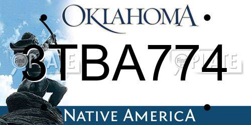 3TBA774 Oklahoma License Plate