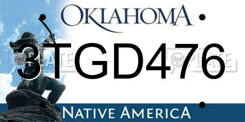 3TGD476 Oklahoma License Plate