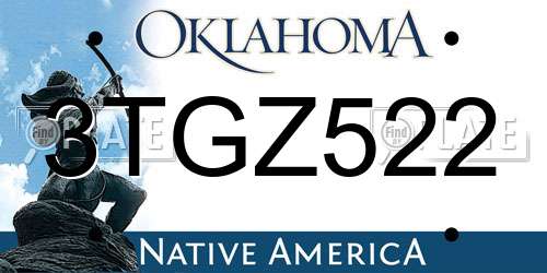 3TGZ522 Oklahoma License Plate