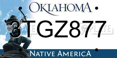 3TGZ877 Oklahoma License Plate