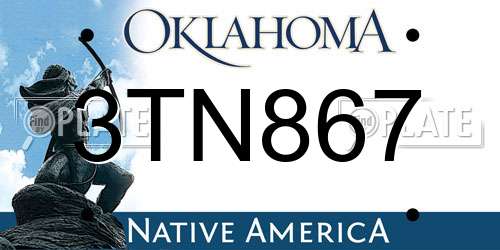 3TN867 Oklahoma License Plate