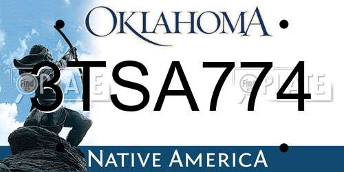 3TSA774 Oklahoma License Plate