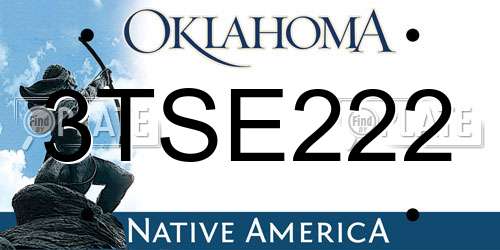 3TSE222 Oklahoma License Plate