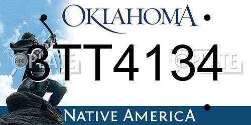 3TT4134 Oklahoma License Plate