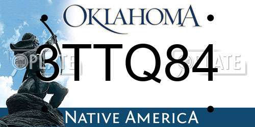 3TTQ84 Oklahoma License Plate