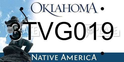3TVG019 Oklahoma License Plate