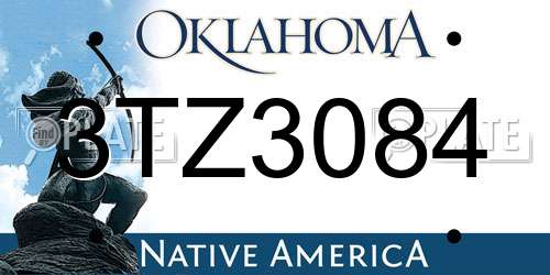 3TZ3084 Oklahoma License Plate