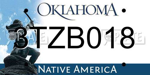 3TZB018 Oklahoma License Plate
