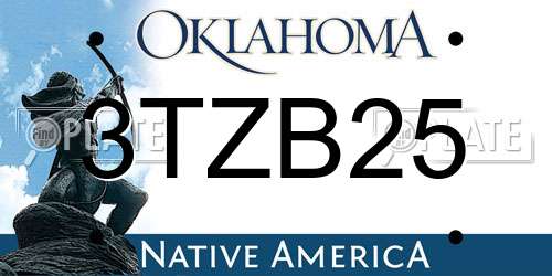 3TZB25 Oklahoma License Plate