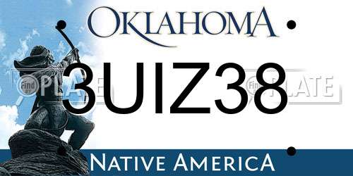3UIZ38 Oklahoma License Plate