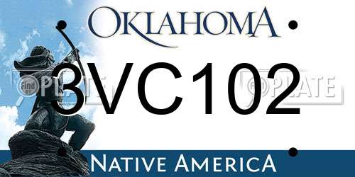 3VC102 Oklahoma License Plate
