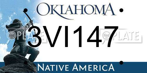 3VI147 Oklahoma License Plate