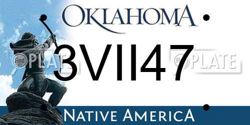 3VII47 Oklahoma License Plate