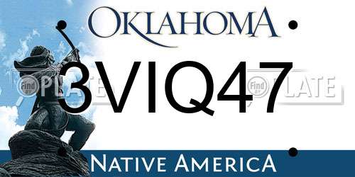 3VIQ47 Oklahoma License Plate