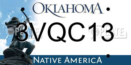 3VQC13 Oklahoma License Plate