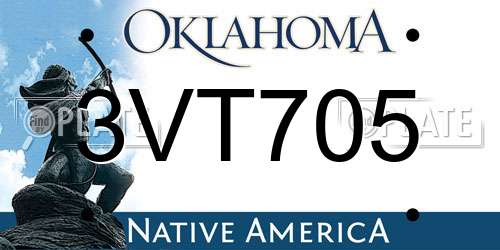 3VT705 Oklahoma License Plate