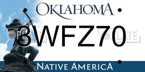 3WFZ70 Oklahoma License Plate