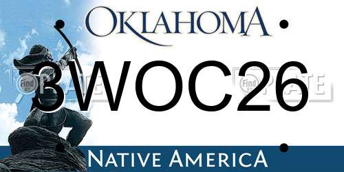 3WOC26 Oklahoma License Plate