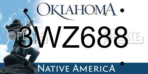 3WZ688 Oklahoma License Plate