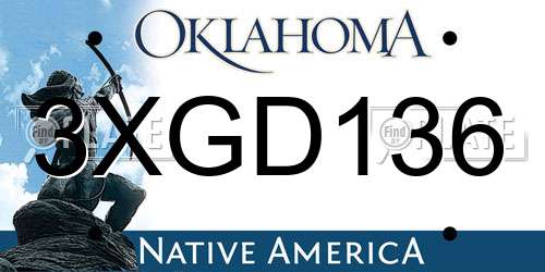 3XGD136 Oklahoma License Plate