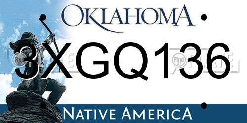 3XGQ136 Oklahoma License Plate