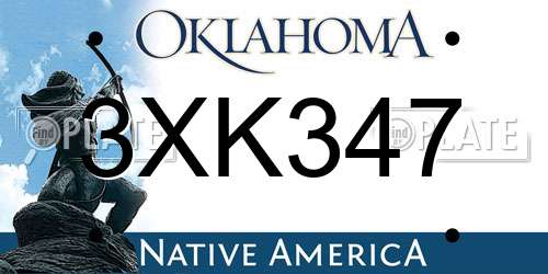 3XK347 Oklahoma License Plate