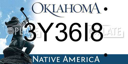 3Y36I8 Oklahoma License Plate