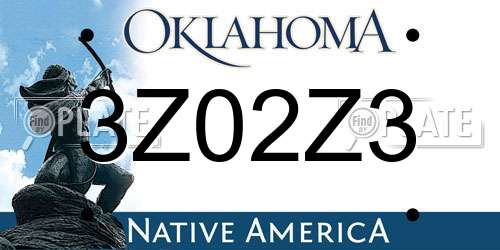 3Z02Z3 Oklahoma License Plate