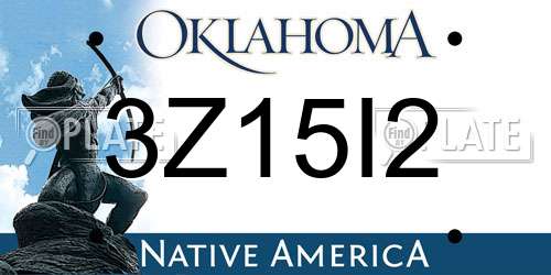 3Z15I2 Oklahoma License Plate