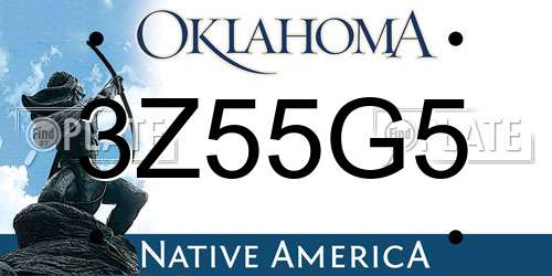 3Z55G5 Oklahoma License Plate