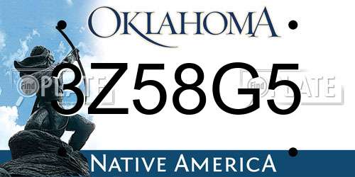 3Z58G5 Oklahoma License Plate