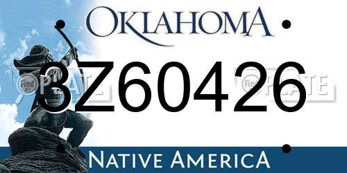 3Z60426 Oklahoma License Plate