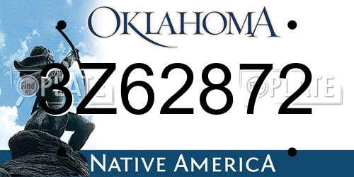 3Z62872 Oklahoma License Plate