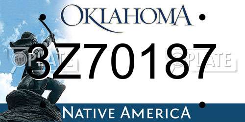 3Z70187 Oklahoma License Plate