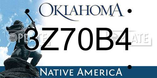 3Z70B4 Oklahoma License Plate