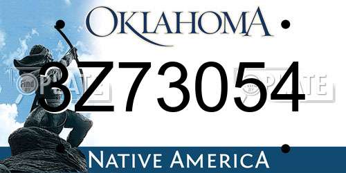 3Z73054 Oklahoma License Plate