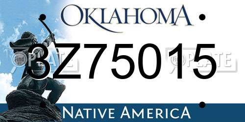 3Z75015 Oklahoma License Plate