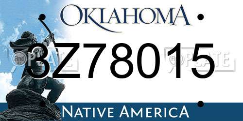 3Z78015 Oklahoma License Plate